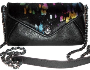 AIMEE KESTENBERG Novelty Juliet Rainbow Haircalf Leather Clutch Purse Crossbody - Picture 1 of 9