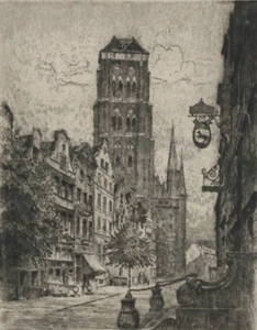 BRUNO REINHOLD Radierung signiert ~ Marienkirche Danzig ~ 1941 etching Gdansk - Bild 1 von 7