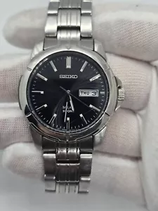 SEIKO Solar V158-0AL8 Day/Date Black Stainless Steel 39mm **NEEDS CAPACITOR** - Picture 1 of 9