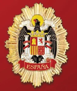 PLACA AGUILA DE SAN JUAN ESPAÑA METAL DORADO Y ESMALTADO UNIFORME O CARTERA - Imagen 1 de 1