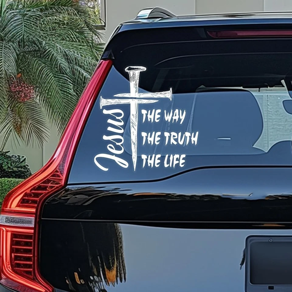 Jesus The Way The Truth The Life Christian Car Decal Sticker - Cross Sticker