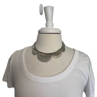 Women's Chunky Silver Glam Event Necklace Statement Sexy Dressy Simple Bling - Image 1 of 4