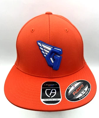 Men's Cleveland Guardians CapAmerica Flexfit Orange Baseball Hat S/M G Logo - Image 1 of 4
