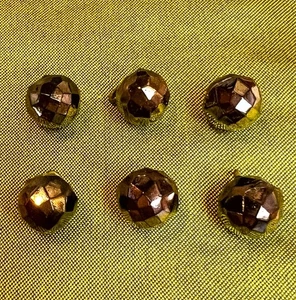 Antique Black Glass Faceted Ball Buttons Lot Shank Victorian Copper Luster - Picture 1 of 3