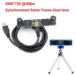 USB Camera Module Dual lens Synchronized 2560*720 30fps Webcam HD 3D VR ranging - Afbeelding 1 van 21