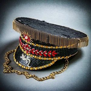 Steampunk Hombre Ardiente Pescador Militar Sombrero Negro Dorado Verano Fiesta Sombrero Gorra - Imagen 1 de 18