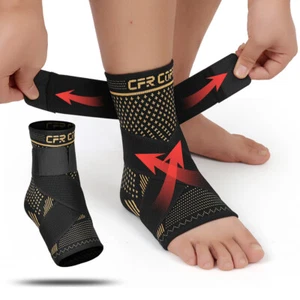 Copper Ankle Brace Foot Support Compression Sleeve Arthritis Tendonitis Unisex - Picture 1 of 14