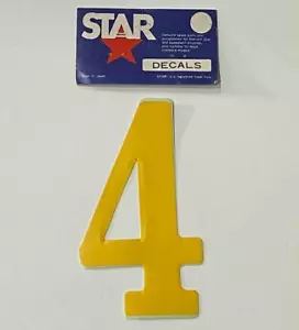 NOS BMX Motocross number plate number 4 Yellow vintage oldschool Star brand - Foto 1 di 1