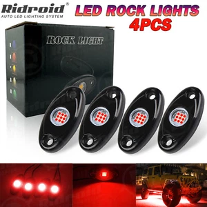 4Pcs Red LED Rock Light Pods Underbody Glow Lamp Offroad SUV Pickup Truck UTV - Foto 1 di 24