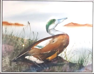 BERTA SHERWOOD WI ARTIST85 AQUARELL BLAU FLÜGEL TÜRKIS KÖDER IN RUHE AN DER KÜSTE - Bild 1 von 8