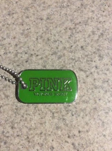 Victorias Secret Pink Green Limited Edition Dog Tag Necklace  - Picture 1 of 4
