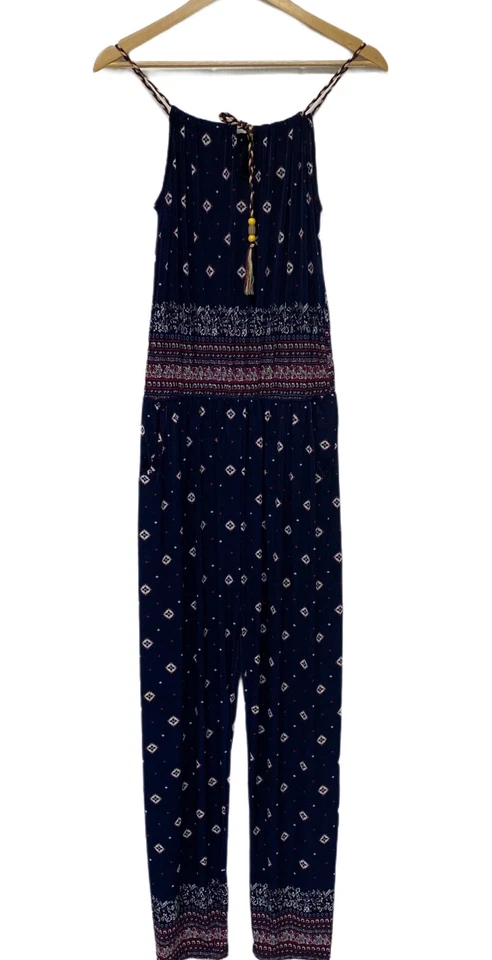 Mujer Juimsuit Mameluco Pantalón Sin Mangas Azul Tirantes Talla M Foto 1 de 4