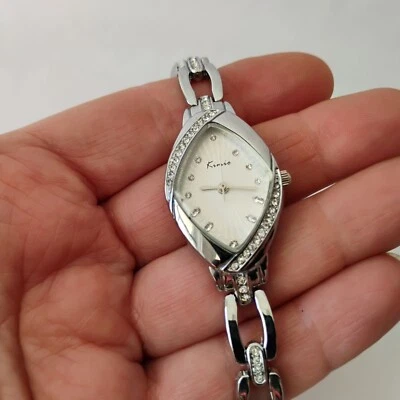 NOS Kimio Silver Tone Pave Crystal Quartz Ladies Watch Bracelet KW6010S - Image 1 of 4