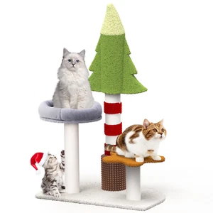 35.4" Christmas Tree Cat Scratching Post Tower with Perch for Indoor Kittens - Picture 1 of 8