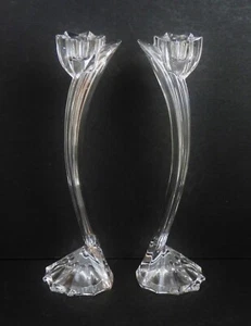 Mikasa “Flower Song” Lead Crystal Clear Candle Holders 10” Tall - Set of 2 - Picture 1 of 7