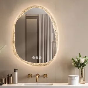 Espejo de baño LED con marco de cristal espejo de maquillaje antiniebla con 3 colores retroiluminado - Imagen 1 de 20