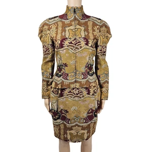 Vintage Christian Lacroix Womens Multicoloured Jacquard Skirt Suit Size UK 6 - Picture 1 of 11