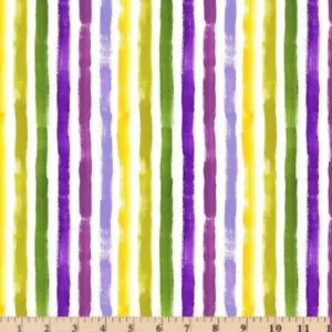Mardi Gras White Bold Stripe Fabric Stella-DCWR26 Fabric By Half Yard Increments - Picture 1 of 7