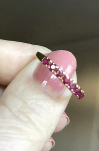Vintage 18Ct Y Gold Ruby Eternity Ring Size R . 5 (1/2) - Picture 1 of 24