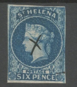ST HELENA SG 1 the 1856 6d blue fine used pen cancel cat £225 - Picture 1 of 2