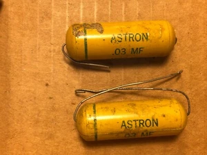 2 NOS Vintage Astron .03 uf 1600v Mustard Capacitors Amp Tone Caps TEST GOOD .04 - Picture 1 of 7