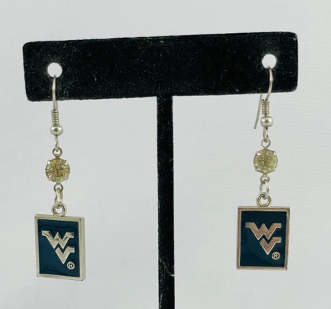 WVU NCAA Logo West Virginia Mountaineers Dangle Earrings Official Cover