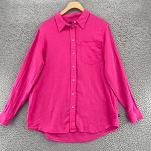 Camisa Gap Para Mujer Mediana Rosa Mezcla de Lino Cuello Abotonado Mangas Largas Informal - Imagen 1 de 10
