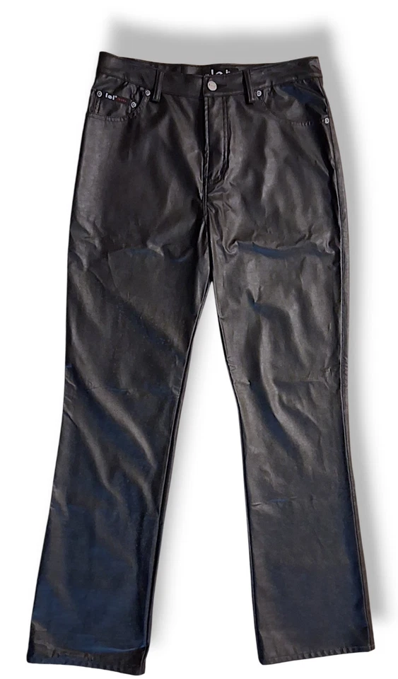 复古 Y2K l.e.i. 黑色素食皮裤 9 码复古 Cyber Goth 千禧年  — 第 1/4 张图片