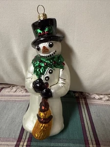 Christopher Radko 7.5" HOLLY JOLLY MUÑECO DE NIEVE con escoba adorno de vidrio de colección - Imagen 1 de 23