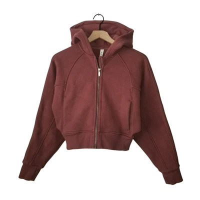 Chaqueta con Capucha Lululemon Gruesa de Vellón Rojo Ahumado Cremallera Completa Ajuste Recortado Talla 4 Foto 1 de 4