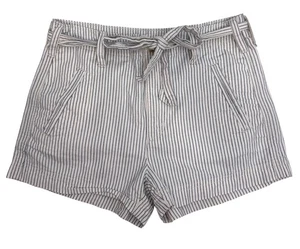 American Eagle gestreifte Shorts hohe Taille vorne zum Binden Taschen Freizeit Größe 2 mit Gürtel - Bild 1 von 11