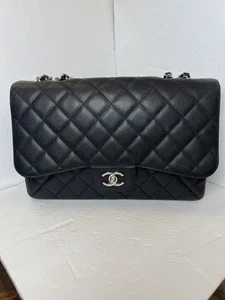 Chanel Nero Classico Jumbo Singolo Flap Argento Ferramenta - Foto 1 di 7