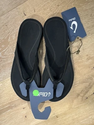 NOVA Sandália Feminina Olukai Aukai Flip Flop Conforto Preta tamanho 6 - Imagem 1 de 4