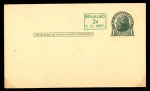 MayfairStamps US One Cent Jefferson Green Revalued 2 Cents Unused Stationery Car - Picture 1 of 2