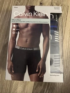 Calvin Klein Men's Microfiber Boxer Briefs - Size L, Black/Grey Pack of 3 - Picture 1 of 9
