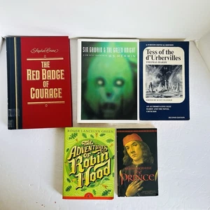 Lot of 5 Classic Books Sir Gawain Prince Robin Hood Tess D'Urbervilles Red Badge - Imagen 1 de 24