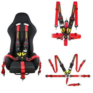 KYOSTAR Nuevo Arnés de Seguridad Cinturón de Seguridad Rojo Resistente 5 Puntos Camlock Liberación Rápida - Imagen 1 de 10