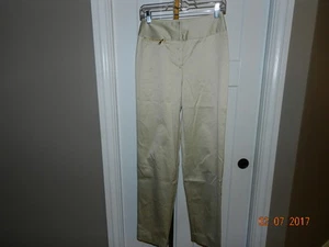 Anne Klein Size 2 khaki shimmer Tapered leg Mid rise EUC Womens pants $195  - Picture 1 of 3