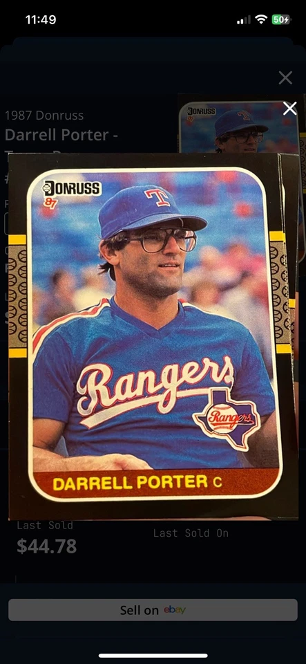 Donruss Baseball 1987 Darrell Porter Texas Rangers #593 Foto 1 de 2