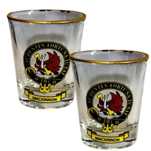 Juego de 2 totes de whisky Shot Glass MacKinnon Crest hechas en Escocia - Imagen 1 de 3