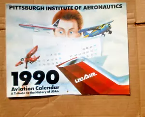 Luftfahrt Wandkalender 1990 Geschichte USAir Vintage Pittsburgh Institute Aeronautics - Bild 1 von 5