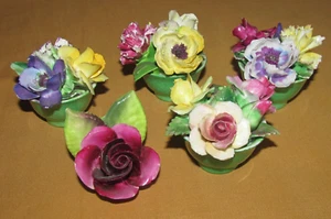 Lot de 5 décorations de table vase bouquet de fleurs porcelaine anglaise - Imagen 1 de 22