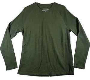 Calvin Klein Mens Garment Wash 100% Cotton Green V Neck Long Sleeve Shirt Medium - Picture 1 of 8