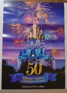 2021 Walt Disney World 50th Anniversary Magic Kingdom Five Theme Parks - Poster - Picture 1 of 7