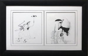 Al Hirschfeld "Mary Poppins" CUSTOM FRAMED ART Caricature Dick Van Dyke - Picture 1 of 4