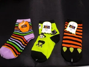 Halloween Sock Lot 3 Pair Monsters, Witch, Cats Kids (Size 5-6.5) New ~FREE S/H - Picture 1 of 1