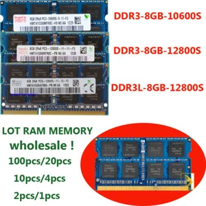 LOT Hynix 8GB 2RX8 DDR3L / DDR3 12800L / 12800S / 10600S Laptop Memory RAM - Picture 1 of 9
