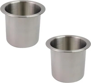 2 PCs Stainless Steel Cup Holder - 3.5" Metal Sofa Recliner & Boat Insert - Picture 1 of 3