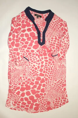 Camisón midi ligero manga 3/4 estampado jirafa rosa Ellen Tracy talla pequeña Foto 1 de 3