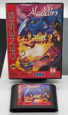 Disney's Aladdin (Sega Genesis, 1993) Case and Cartridge Authentic Tested - Image 1 of 4